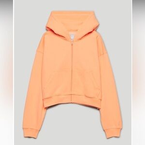 TNA COZY FLEECE BOYFRIEND BOXY ZIP-UP HOODIE - APRICOT CHIFFON